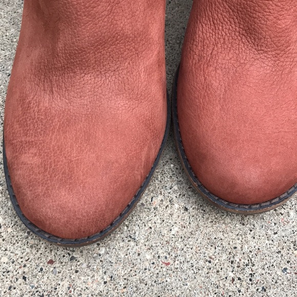 ☀️ Lucky Brand Liesell Orange Red Leather suede heeled Booties - Picture 9 of 16